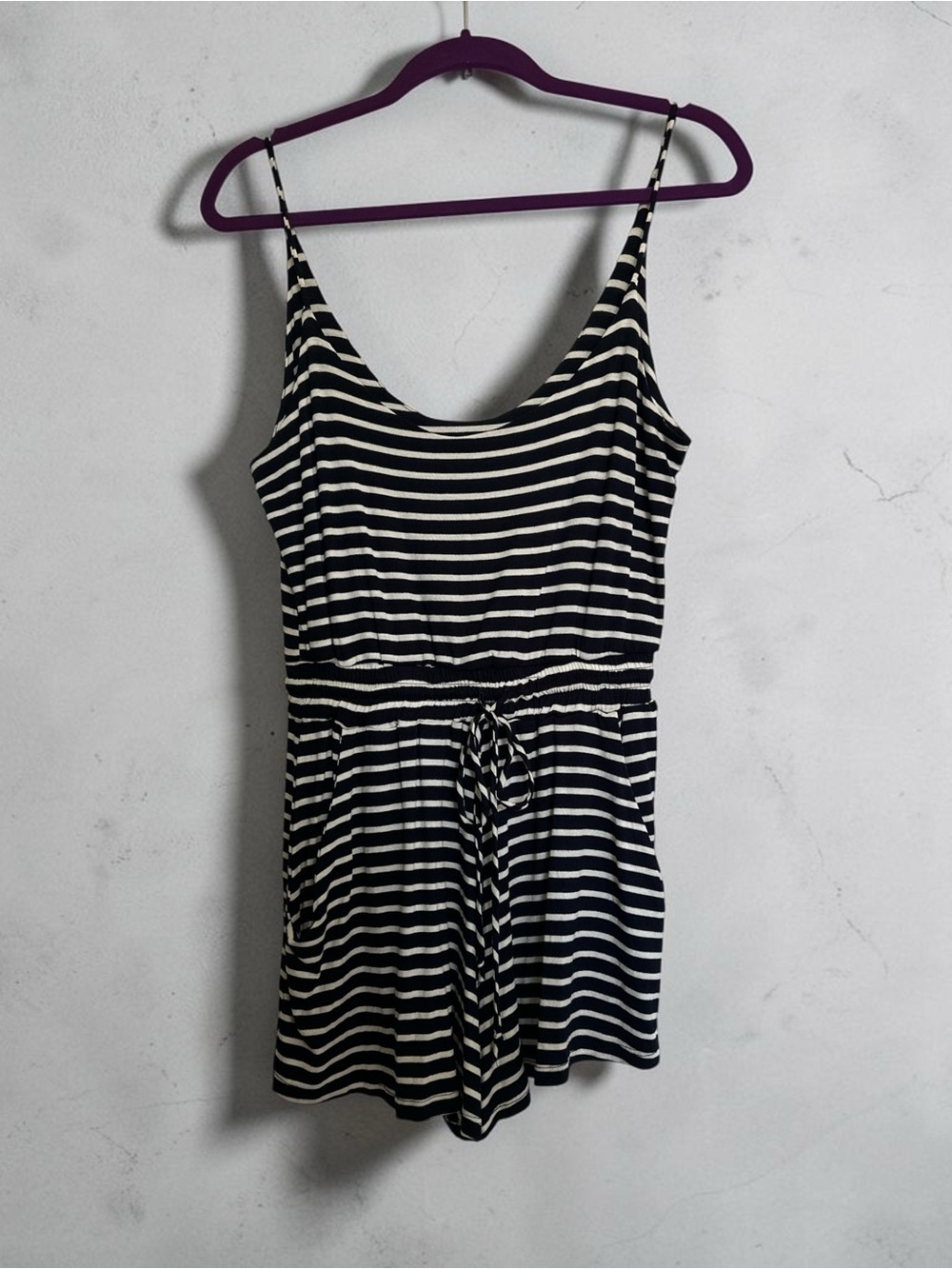 Lucy Love Black & White Striped Tank Romper